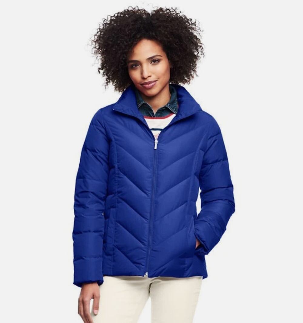 Land's End Women's M Puffer Down Coat Royal Blue M